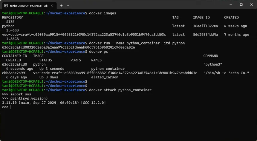 「docker attach」コマンド