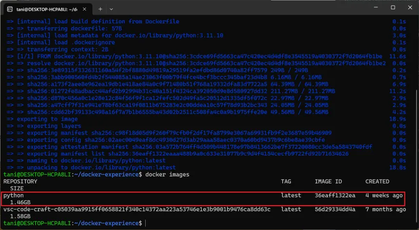 「docker images」コマンド